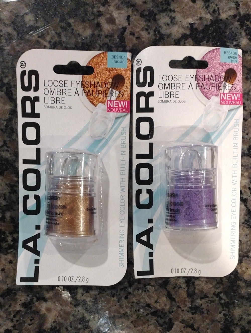 Lot of 2 L.A COLORS Shimmer Loose Eyeshadow radiant & grape jelly 0.10 oz new